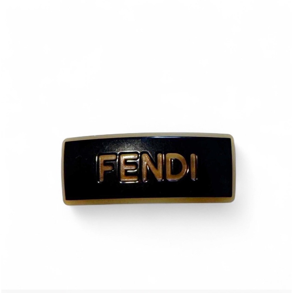 Vintage Fendi Hair Barrette Black Plastic Hair Clip Authentic